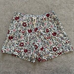 J.Jill Floral‎ Oatmeal Drawstring Shorts M NWT Rayon Casual Summer